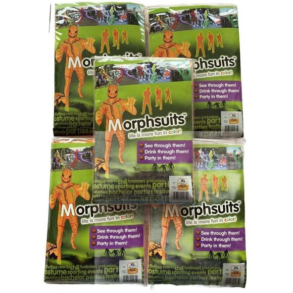 Morphsuits Pumpkin Halloween Costume Roll Play Lot Of 5 Unisex Size XL - Picture 1 of 3